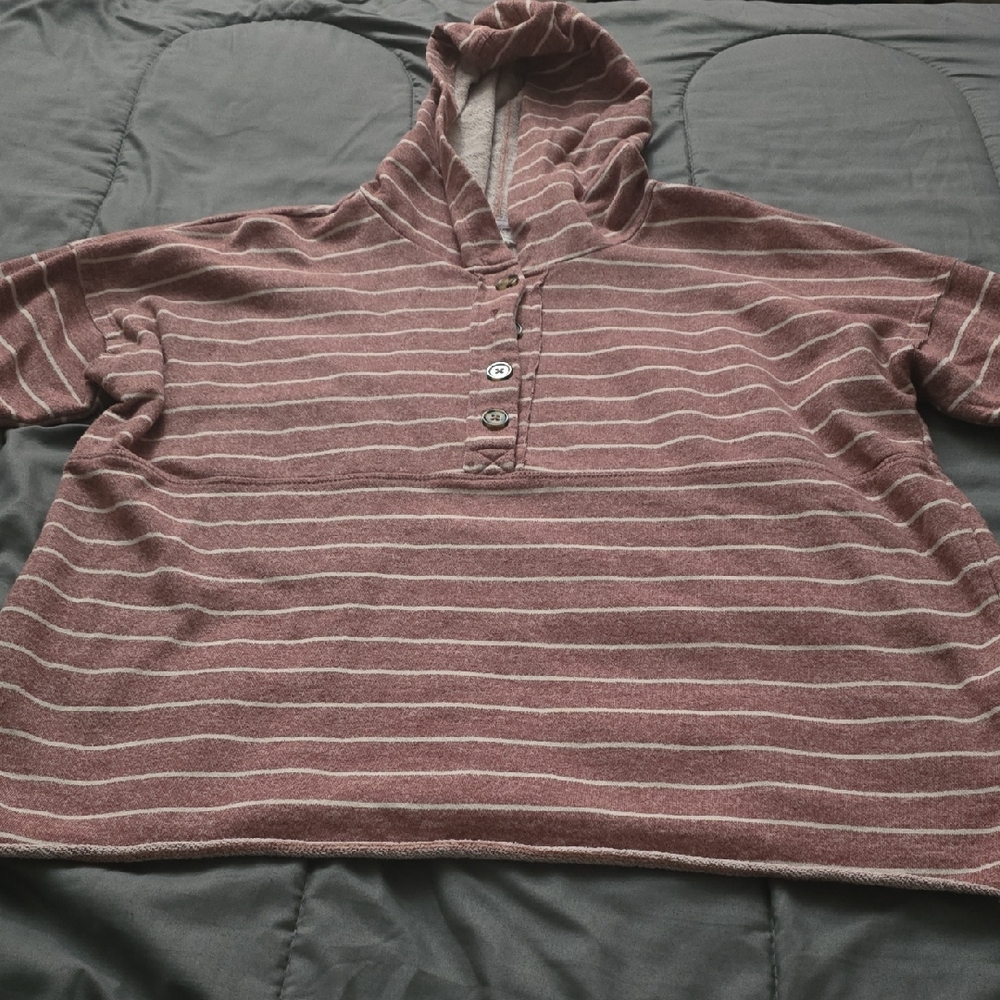 Maurices Maroon Striped Hoodie
